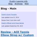 Blog index of new Dustin-Leavins.info (2014)