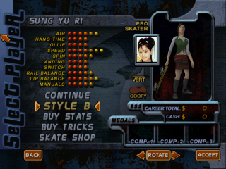 Screenshot of THPS2 Korean - Sung Yu Ri's Style B