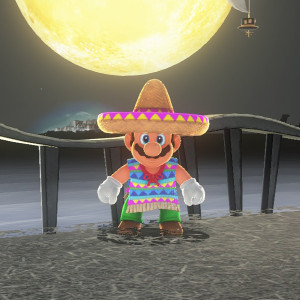 Mario wearing a sombrero and poncho in Super Mario Odyssey